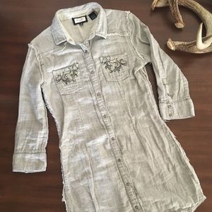 Embellished Button Down Dress
